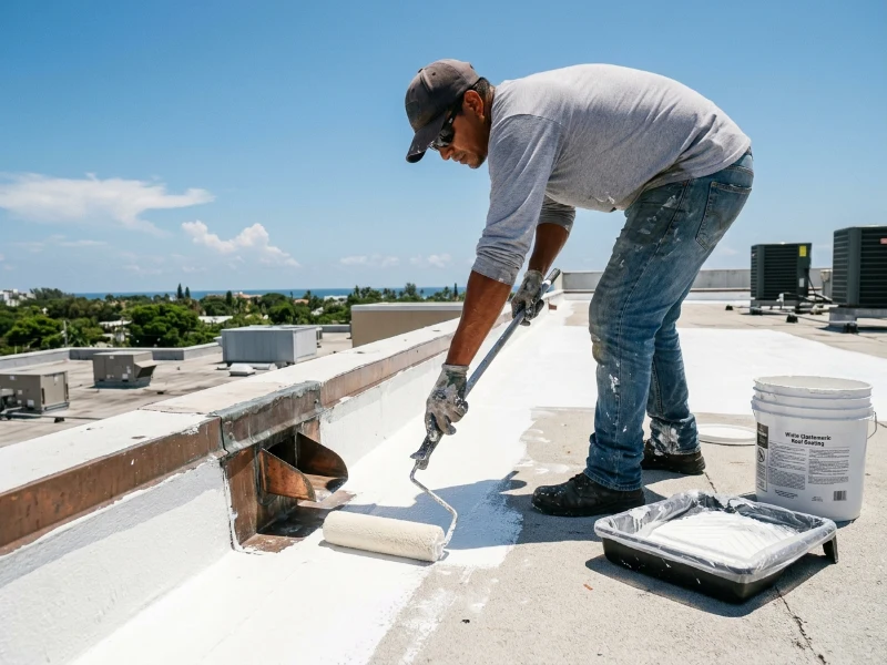 Flat roof seam and scupper repair in Coral Springs