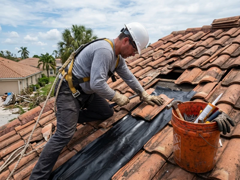 Urgent storm roof repair in Coral Springs, Florida